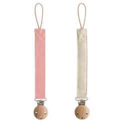 Mushie - Linen Pacifier Clip – 2 Pack, Dusty Rose/Shifting Sand Discount