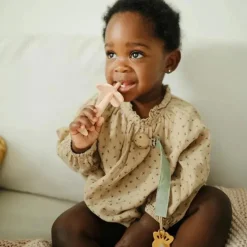 Mushie - Linen Pacifier Clip 2 Pack, Olive/Shifting Sand Sale