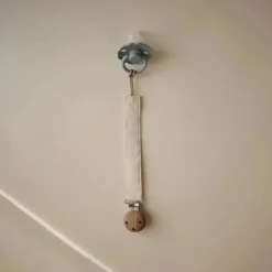 Mushie - Porta-chupeta de bebê em linho, alça de tecido macio, pacote com 2, blush/creme Best