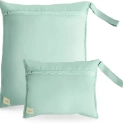 Mushie - Sacos úmidos resistentes à água, saco de armazenamento reutilizável grande e pequeno, conjunto de 2 verde romano Outlet