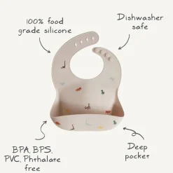 Mushie - Silicone Baby Bib, Dinosaurs New