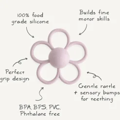 Mushie - Silicone Baby Daisy Rattle Teether Toy Hot