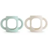Mushie - Silicone Bottles Handles, Cambridge Blue/Shifting Sand Clearance