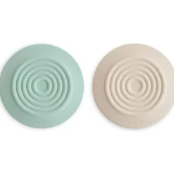 Mushie - Silicone Drain Stopper 2-Pk, Cambridge Blue/Shifting Sand Hot
