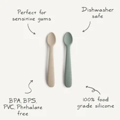 Mushie - Silicone Feeding Spoons, Powder Blue (2-Pack) Online