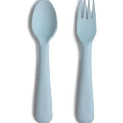 Mushie - talheres garfo e colher para crianças, pó azul Fashion