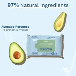 Mustela - Toalhetes de Limpeza Bebé 20Ct com Abacate Natural Best
