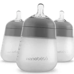 NanoBebe - mamadeira de silicone Flexy 9Oz 3Pk, cinza New