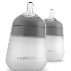 NanoBebe - mamadeira de silicone 2 unidades, cinza, 9 onças Fashion