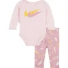Haddad Nike Baby - 2Pk Girl Bodysuit e calças com estampa de confete, rosa Clearance