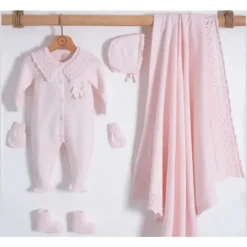 Nipperland - Conjunto de presente de bebê de luxo em malha rosa tamanho único Discount