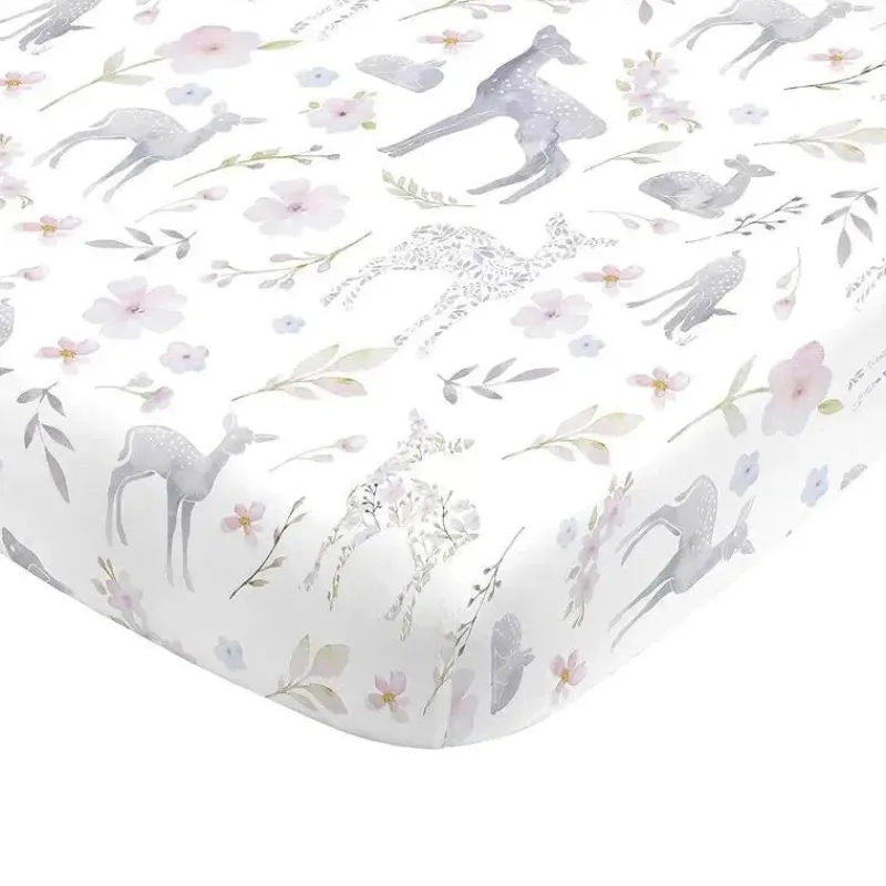 nojo__lenol_de_bero_com_e_SKUSmjC3NeG_0.webp NoJo - Lençol de berço com estampa floral de cervo Outlet