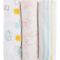 NoJo - Pooh 3 Pk Printed Muslin Swaddles Clearance