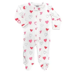 Noomie - Baby Cotton Zipper Footie Valentine Hearts Clearance