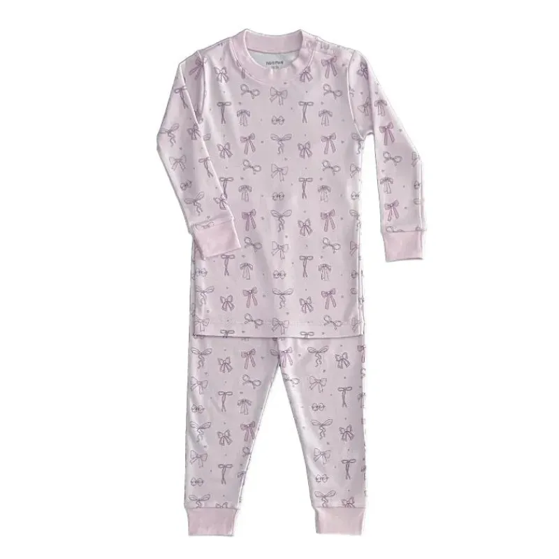 noomie__baby_girl_bows_lo_SKUWICBetHd_1.webp Noomie - Baby Girl Bows Long Sleeve Pajama Set Outlet
