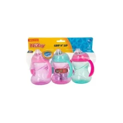 Nuby - 3 Pk 10 Oz Clik It Cup com alças menina Clearance