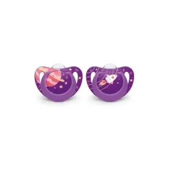 Nuby - 2 Pk Chupeta Genius Tamanho 2 Espaço Exterior, Menina Best