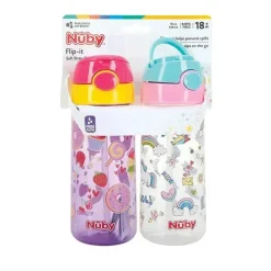 Nuby - 2 unidades de garrafa de água ativa flip-it impressa para crianças 18 milhões ou mais, as impressões podem variar Sale