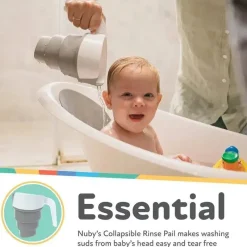 Nuby - balde de enxágue de banho dobrável, branco/cinza Best