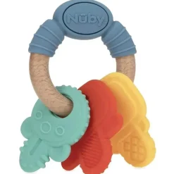 Nuby - Chaves de mordedor de silicone/madeira Hot