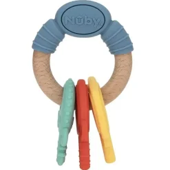 Nuby - Chaves de mordedor de silicone/madeira Hot