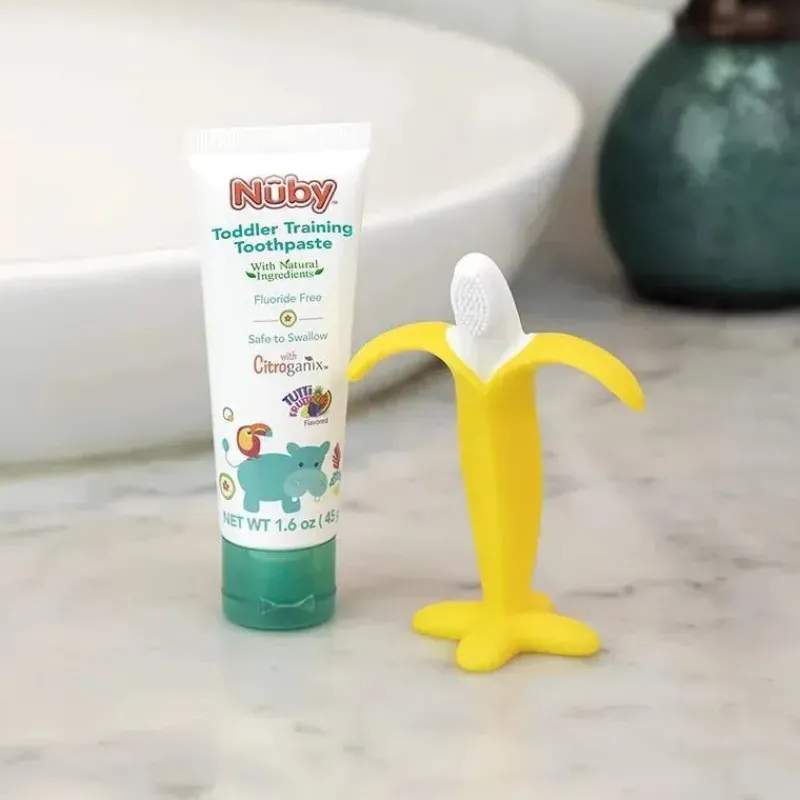 nuby__combinao_de_pasta_d_SKU3K4bHoHB_1.webp Nuby - Combinação de pasta de dente infantil Dr. Talbot's Banana Brush Sale