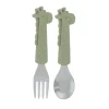 Nuby - Garfo e Colher Girafa de Silicone em Aço Inoxidável - Verde Fashion