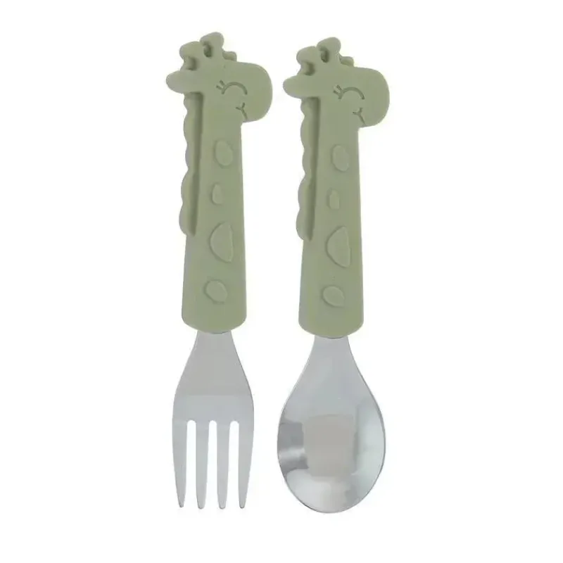 nuby__garfo_e_colher_gira_SKUUaMT0gnZ_0.webp Nuby - Garfo e Colher Girafa de Silicone em Aço Inoxidável - Verde Fashion