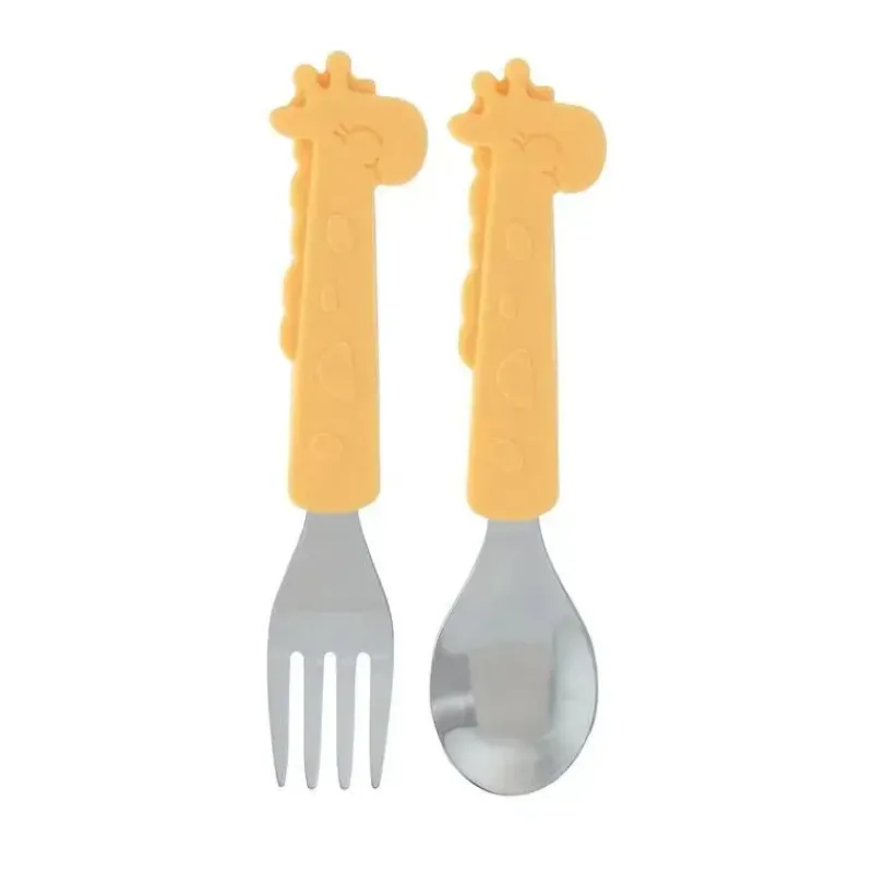 nuby__garfo_e_colher_gira_SKUfFYZM8Y7_0.webp Nuby - Garfo e Colher Girafa de Silicone em Aço Inoxidável - Amarelo Hot