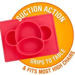Nuby - Sure Grip Mini Placemat de Silicone, Macaco Vermelho Hot