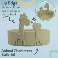 Nuby - Tigela de alimentação para bebê girafa de silicone - Verde Sale