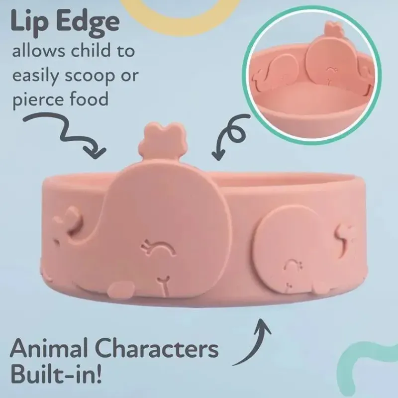 nuby__tigela_de_silicone__SKUHkZvYtmr_5.webp Nuby - Tigela de silicone para alimentação de bebê baleia - Pink Blush Clearance