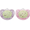 Nuk - 2 Pk Chupeta Fluxo de Ar Brilho no Escuro, Menina, Tamanho 2 Best