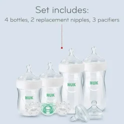 Nuk - Mamadeiras Simply Natural com conjunto de presente SafeTemp, rosa, 4 mamadeiras, 3 chupetas e 2 bicos de mamadeira de reposição Discount