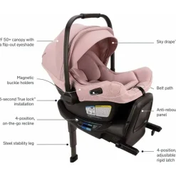 Nuna - PIPA Aire RX Cadeirinha de bebê + PIPA RELX Base com perna de carga, Thistle Clearance