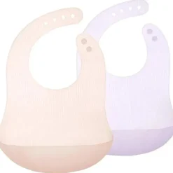 Ola Baby - Babador impermeável de silicone dobrável para bebê com estojo de viagem, 2 unidades, coral/lilás Clearance