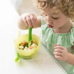 Ola Baby - Colher de treinamento com ponta macia 100% silicone para desmame conduzido por bebês, pacote com 2, pérola/mirtilo Outlet