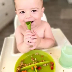 Ola Baby - Conjunto de garfo de treino + colher de 2 unidades, verde Hot
