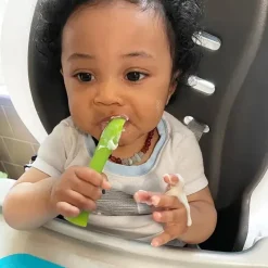 Ola Baby - Conjunto de garfo de treino + colher de 2 unidades, verde Hot