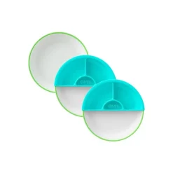 OmieBox Omie - Toddler Plate With Divider, Green | 3 plates & 2 dividers Clearance