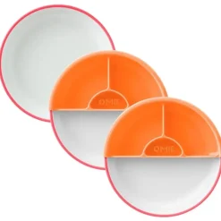 OmieBox Omie - Toddler Plate With Divider, Pink | 3 plates & 2 dividers Hot