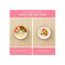 OmieBox Omie - Toddler Plate With Divider, Pink | 3 plates & 2 dividers Hot