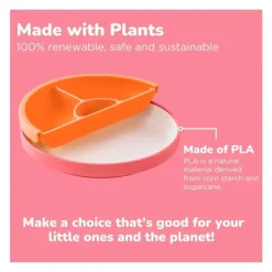 OmieBox Omie - Toddler Plate With Divider, Pink | 3 plates & 2 dividers Hot
