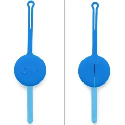 OmieBox - 2 unidades de garfo e colher de plástico reutilizáveis ​​com cápsula para crianças, azul Capri Hot