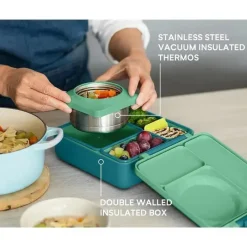 OmieBox - Caixa Bento Isolada com Jarra Térmica para Alimentos à Prova de Vazamento, Prado Fashion