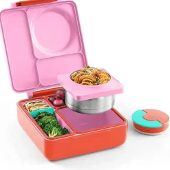 OmieBox - Caixa Bento isolada com jarra térmica para alimentos à prova de vazamentos, Pink Berry Fashion