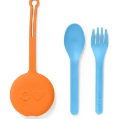 OmieBox - Garfo e colher reutilizáveis de plástico 2 unidades com cápsula para crianças, nascer do sol Outlet