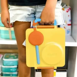 OmieBox - Garfo e colher reutilizáveis ​​de plástico 2 unidades com cápsula para crianças, nascer do sol Outlet