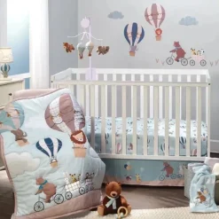 Lambs u0026 Ivy Originais para dormir - Up & Away Urso/Balão/Nuvem Manta de lã macia azul para bebê Sale