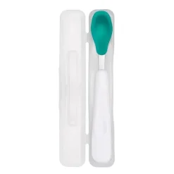 Oxo - Colher de alimentação Tot On-the-Go com estojo de viagem, azul-petróleo Hot